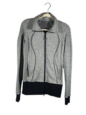 Lululemon Nice Asana Jacket Herringbone Black Heathered Size 6 Full-Zip Womens